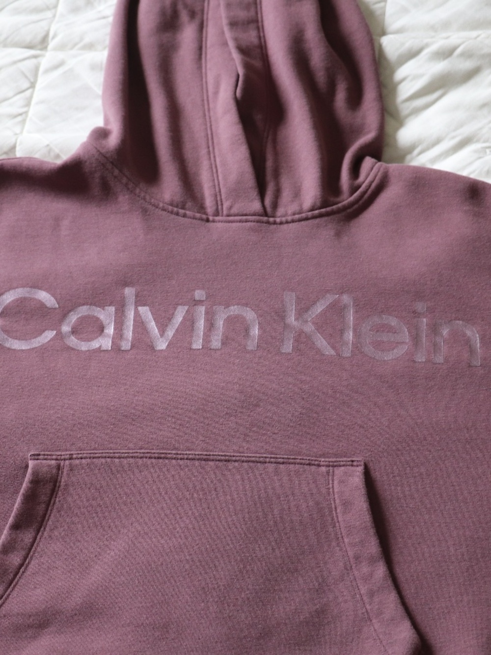 Calvin Kein Performance Logo Cropped Toasted Mauve|Lilac Fleece Hoodie Size L - Picture 5 of 7